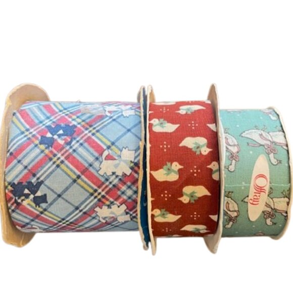 Offray Other - Offray Vintage Cottagecore Cloth Ribbon Scottie Dog/Geese/Ducks 3 Rolls